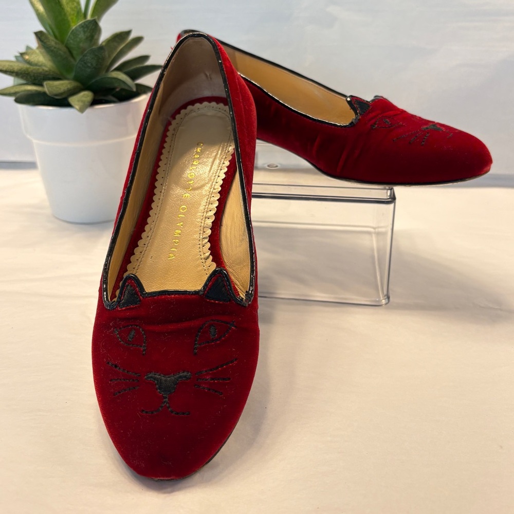 Charlotte Olympia Red Cat Flats